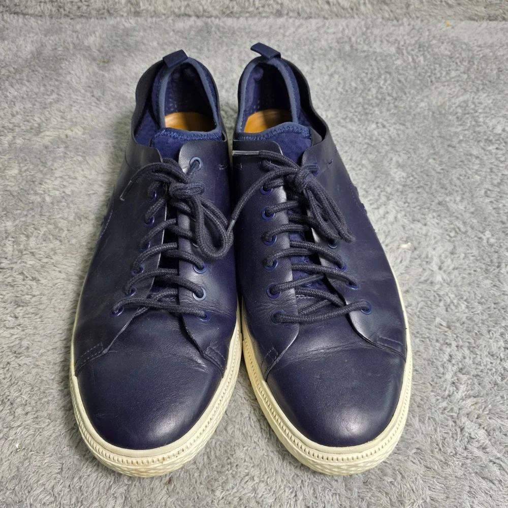Polo Ralph Lauren Dunovin‎ Sneaker Navy Blue Leather Low Top Mens 14 D Excellent